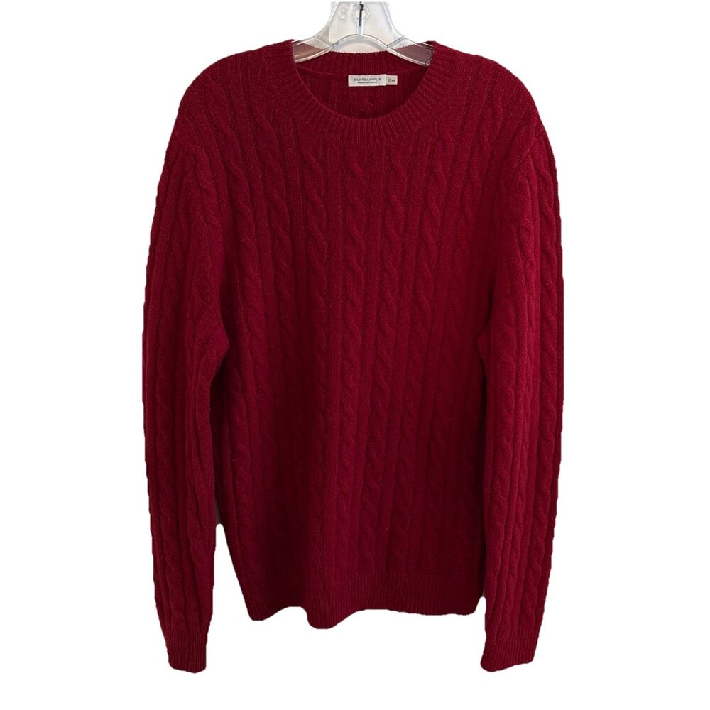 VGUC Suitsupply Sweater Mens Alpaca Wool Blend Red Cable Knit Sz Med